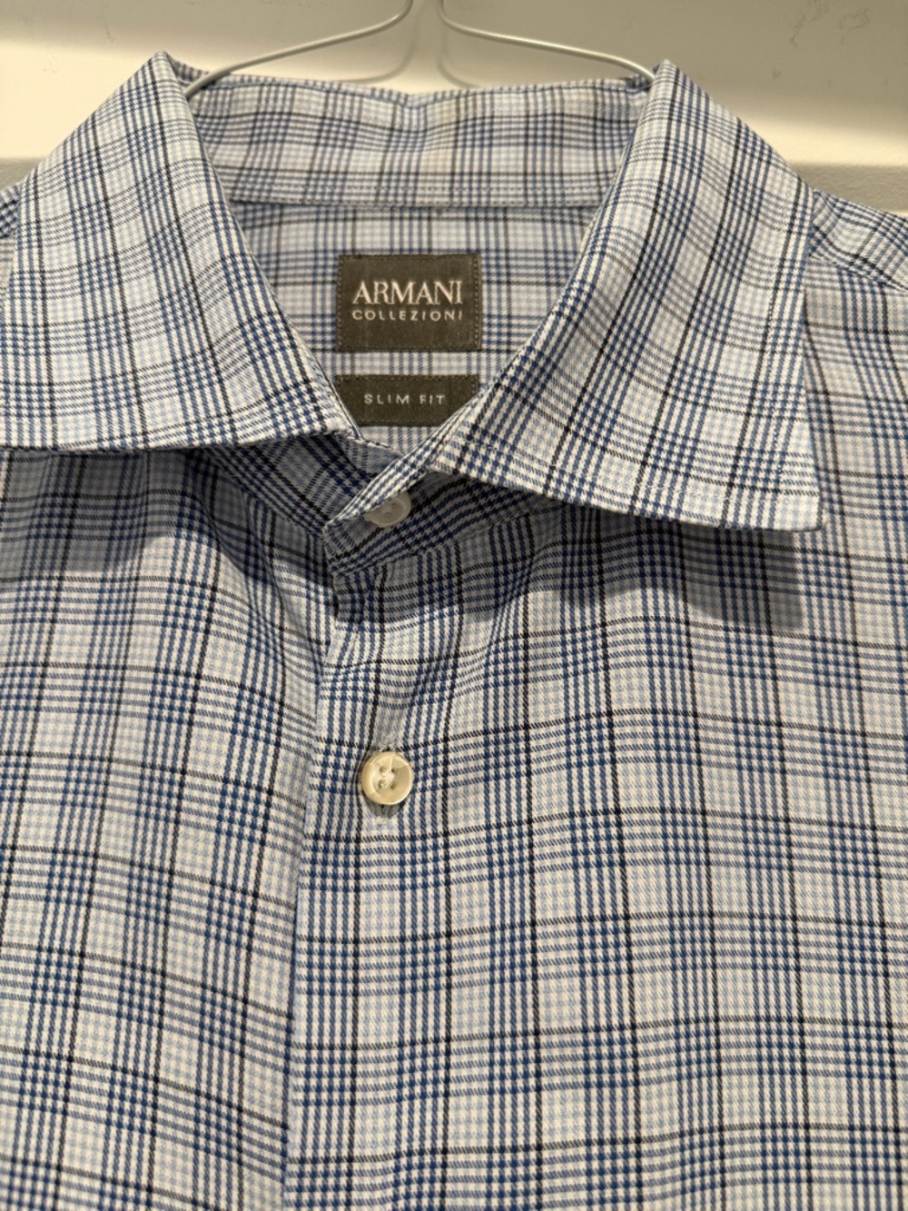 Armani Collezioni Blue Checked Dress Shirt - Picture 2 of 4